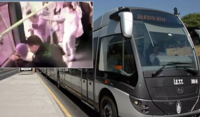 Yolcunun son sürat giden metrobüsten düştüğü anlar kamerada